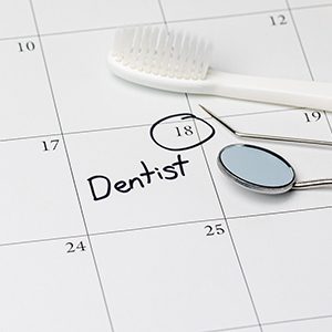 Dental appointment circled on calendar