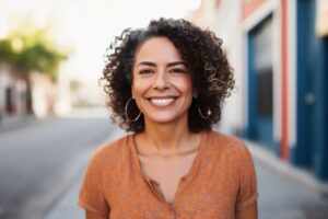 Smiling middle-aged woman with beautiful teeth