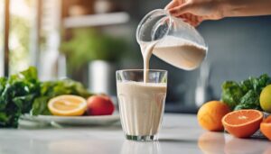 Person pouring a healthy protein shake