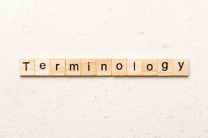 “Terminology” written on small wooden blocks