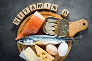 Platter of foods that are rich in vitamin D 